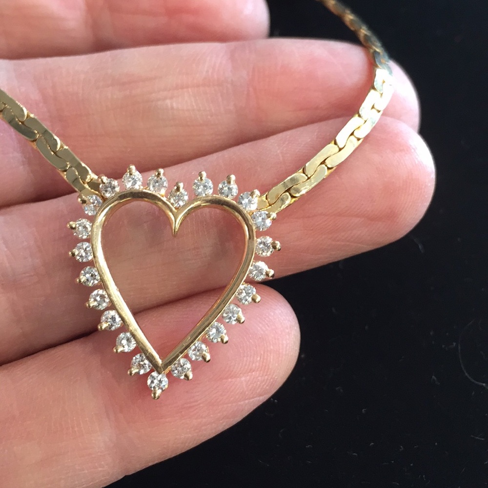 Reserved - Custom 14k Diamond Heart necklace